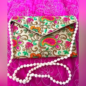 Embroidered party crossbody bag